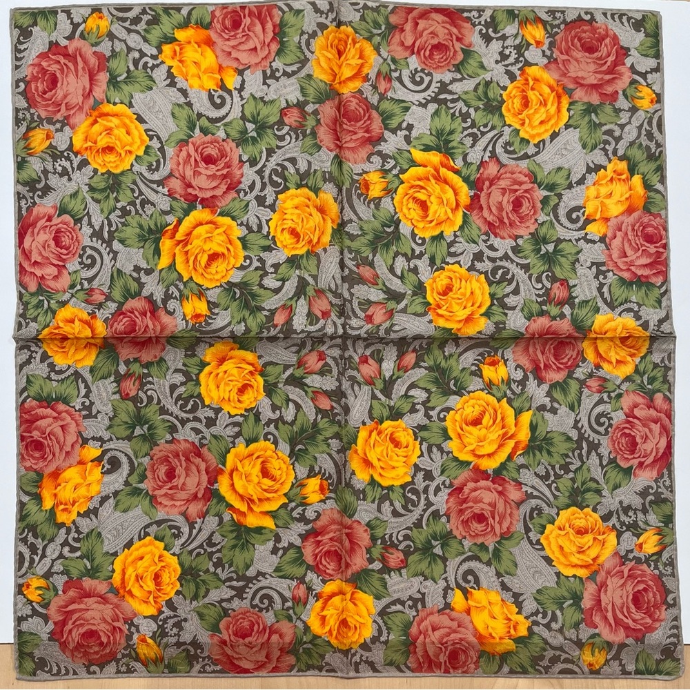 LANCETTI Vintage Handkerchief Women Cotton Square Paisley,Rose Square Size 20”
